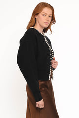 Bloom Pearl Knit Cardigan - Black