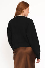 Bloom Pearl Knit Cardigan - Black