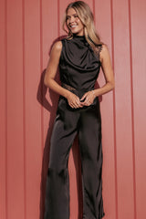 Brinley One Shoulder Jumpsuit - Black