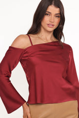 Brisa Off Shoulder Top - Cherry