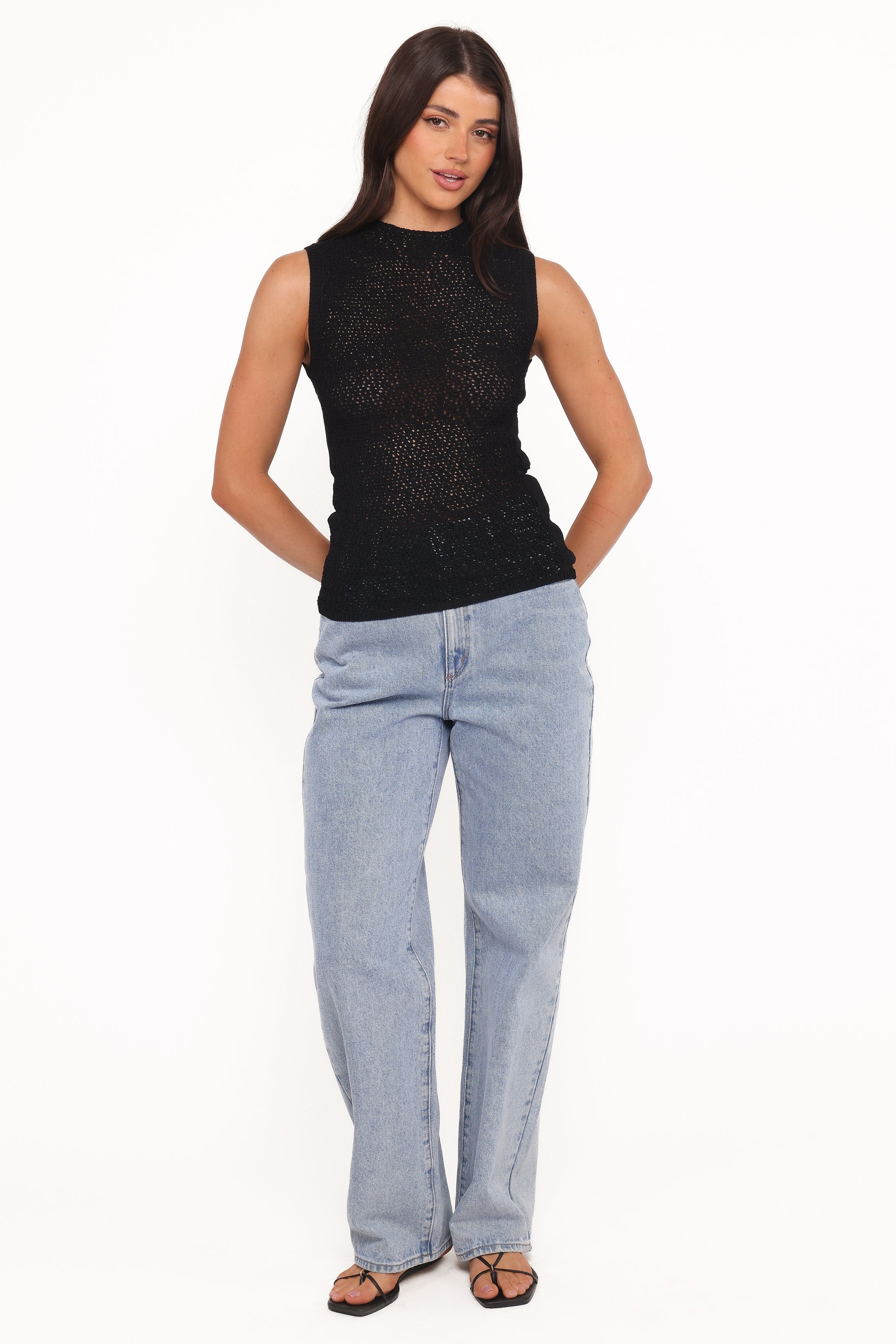 Brody Sheer Knit Top - Black