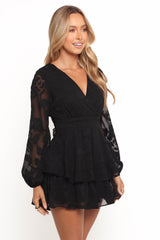 Broxy Long Sleeve Romper - Black
