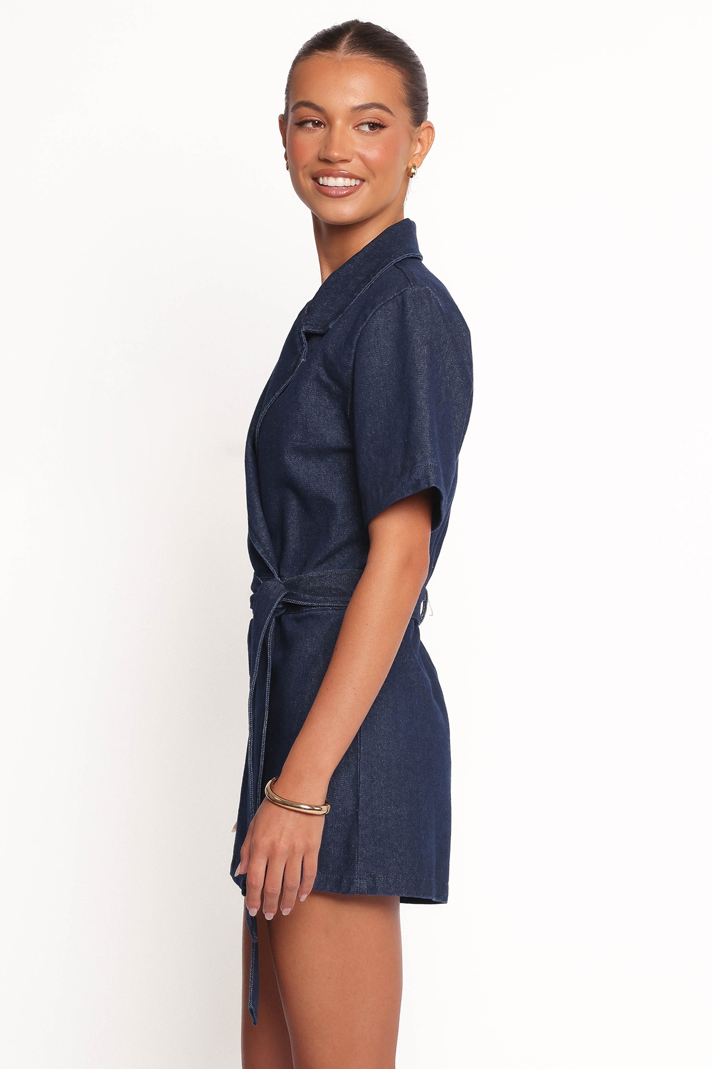 Bruna Denim Romper - Dark Wash
