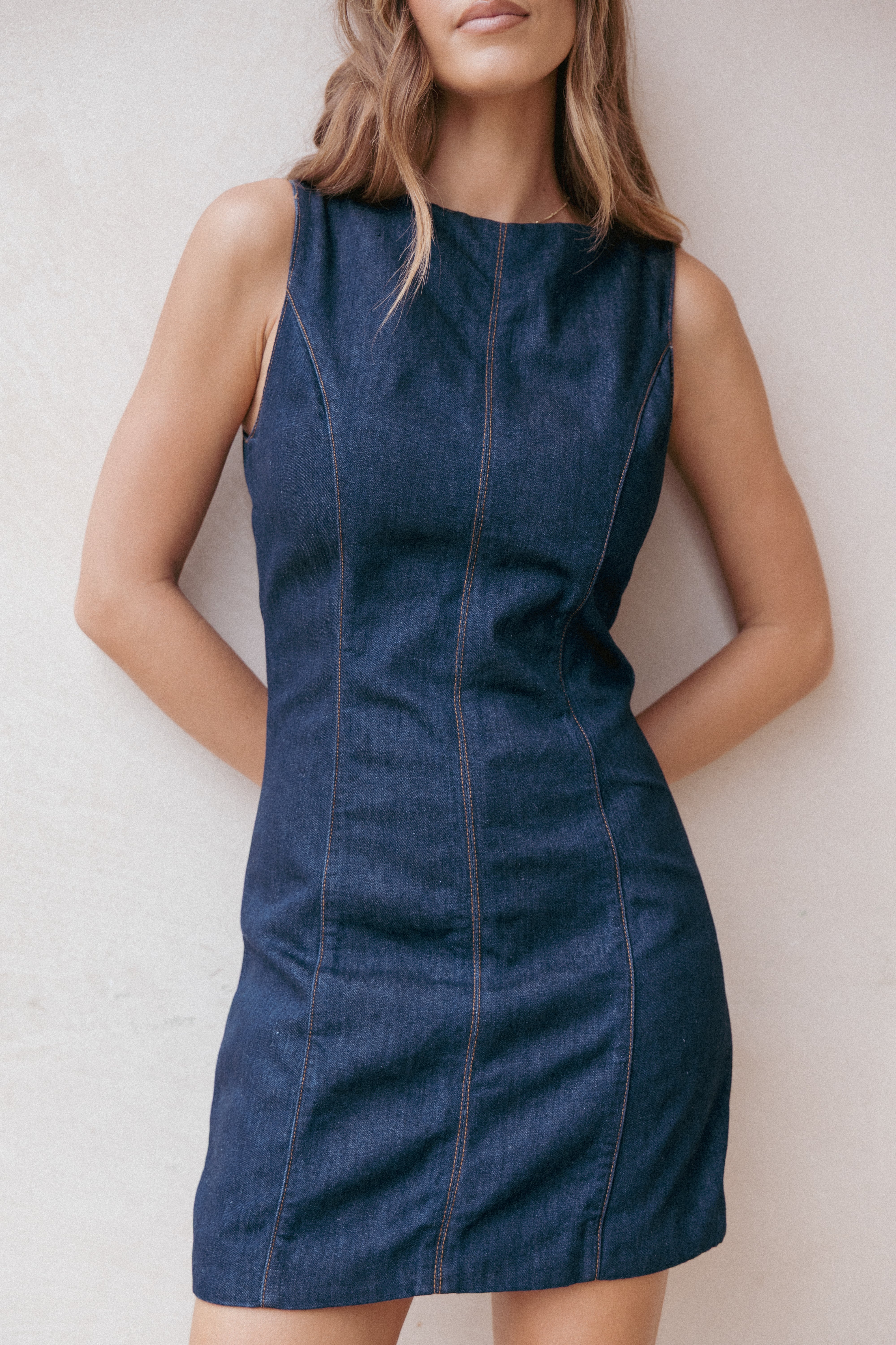 Calyx Mini Dress - Dark Denim