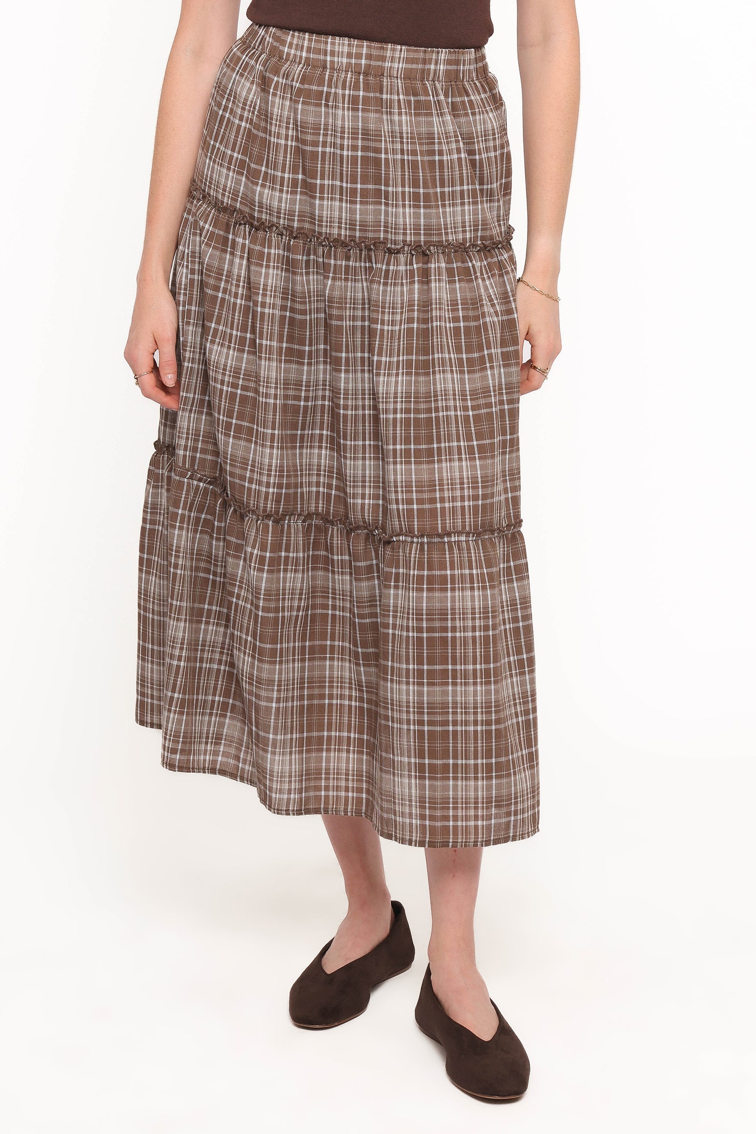 Campbell Tiered Maxi Skirt - Juno Check