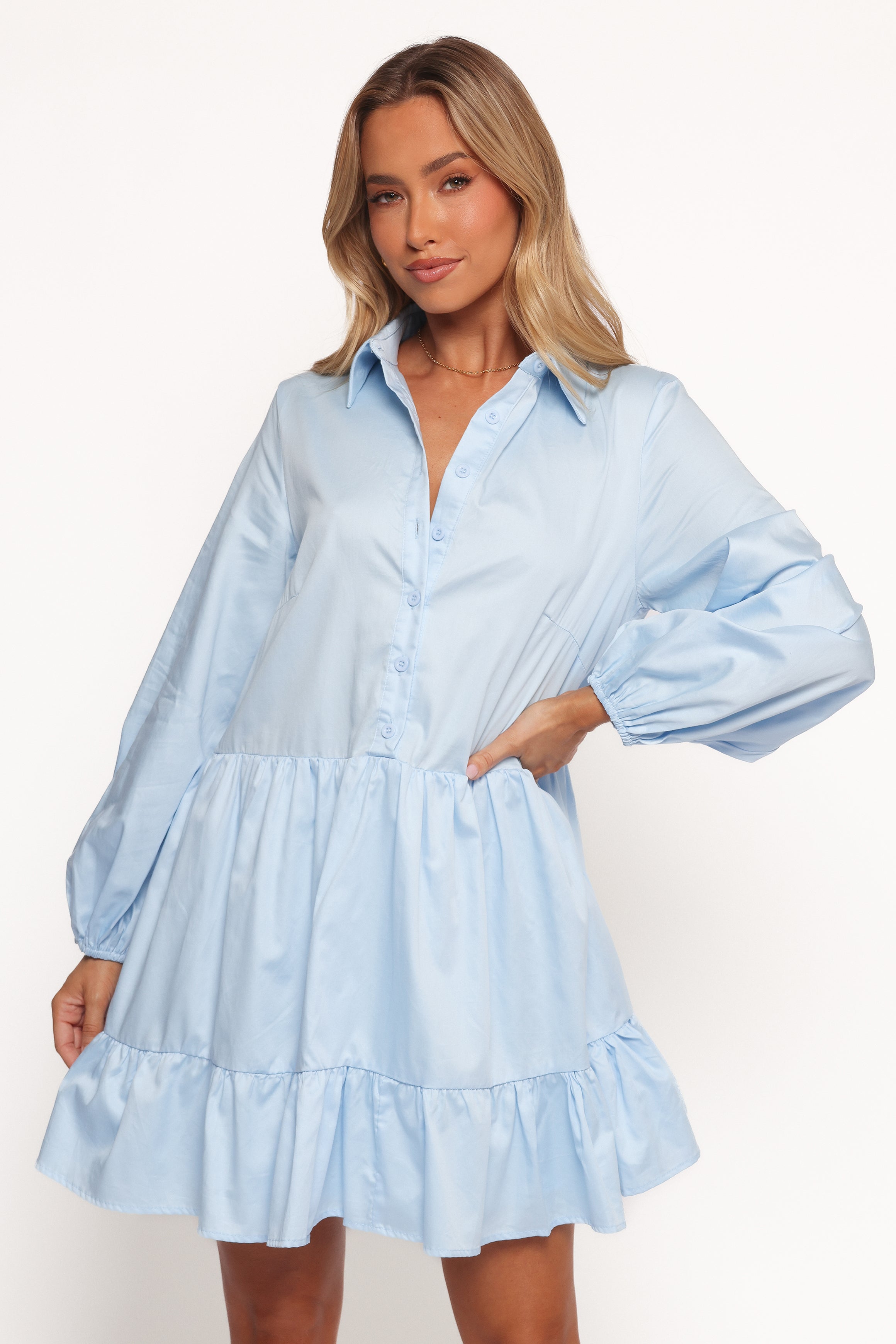 Carlotta Long Sleeve Mini Dress - Blue