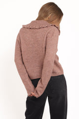 Carmello Frill Collar Cardigan - Mocha