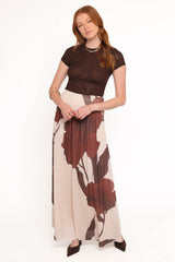 Cascade Maxi Skirt - Cream Brown Floral