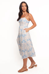 Cathy Midi Dress - Blue/White