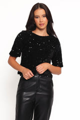Celesti Sequin Top - Black