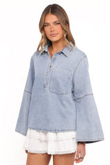 Celestia Denim Top - Light Wash