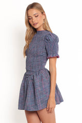 Celine Mini Dress - Navy Plaid