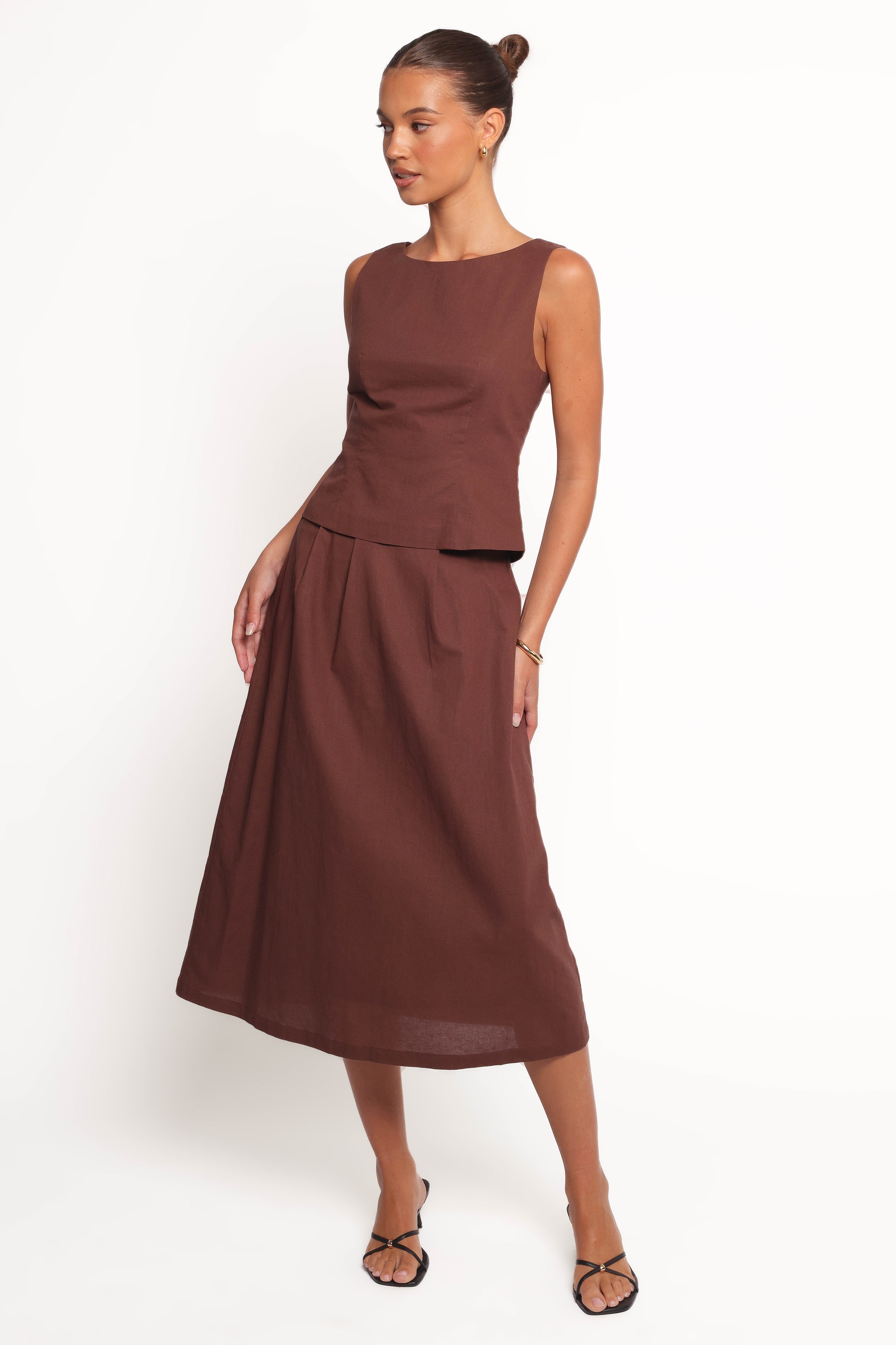 Chiaro Midi Skirt - Brown