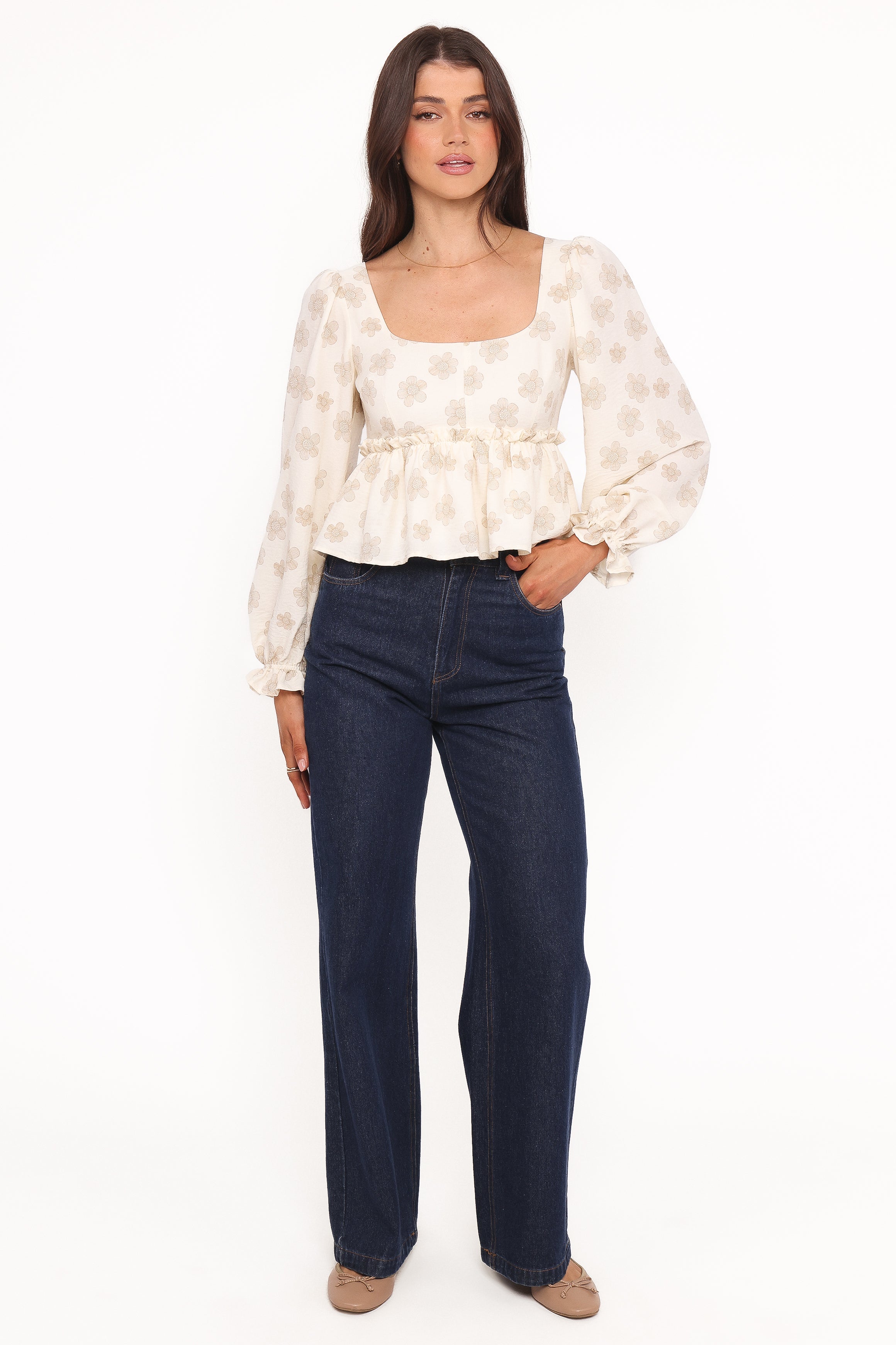 Cielo Top - Sand Beige Floral