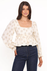 Cielo Top - Sand Beige Floral