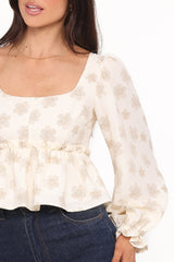 Cielo Top - Sand Beige Floral