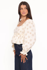 Cielo Top - Sand Beige Floral