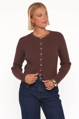 Circe Cardigan Top - Chocolate