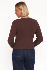 Circe Cardigan Top - Chocolate