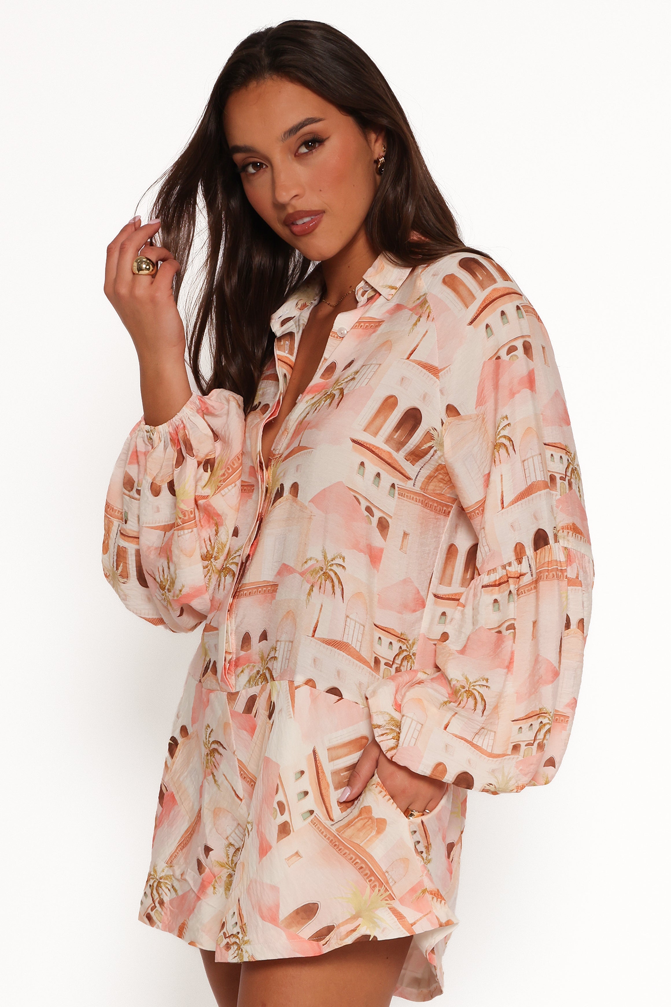 Cowper Romper - Tan Print