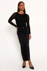 Dana Denim Midi Skirt - Black Wash