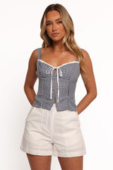 Danella Top - Navy Gingham