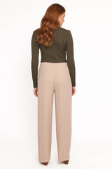 Davis Pleated Knit Pant - Beige