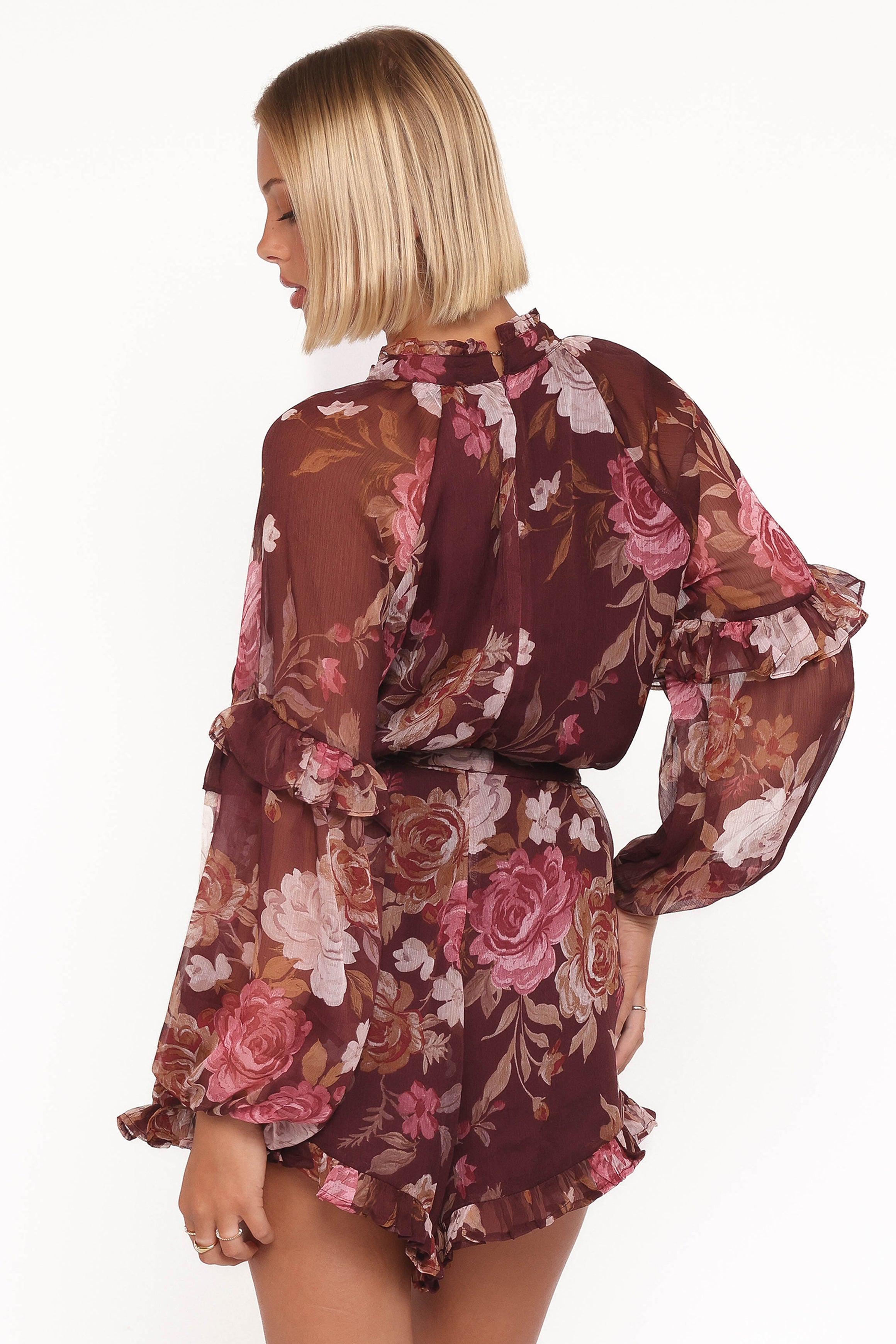 Delaney Long Sleeve Romper - Brandy Bloom