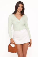 Demi Twist Detail Knit Top - Sage