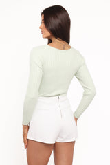 Demi Twist Detail Knit Top - Sage