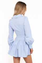 Diantha Long Sleeve Mini Dress - Blue