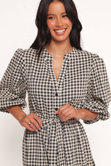 Dixon Maxi Dress - Black Cream Gingham