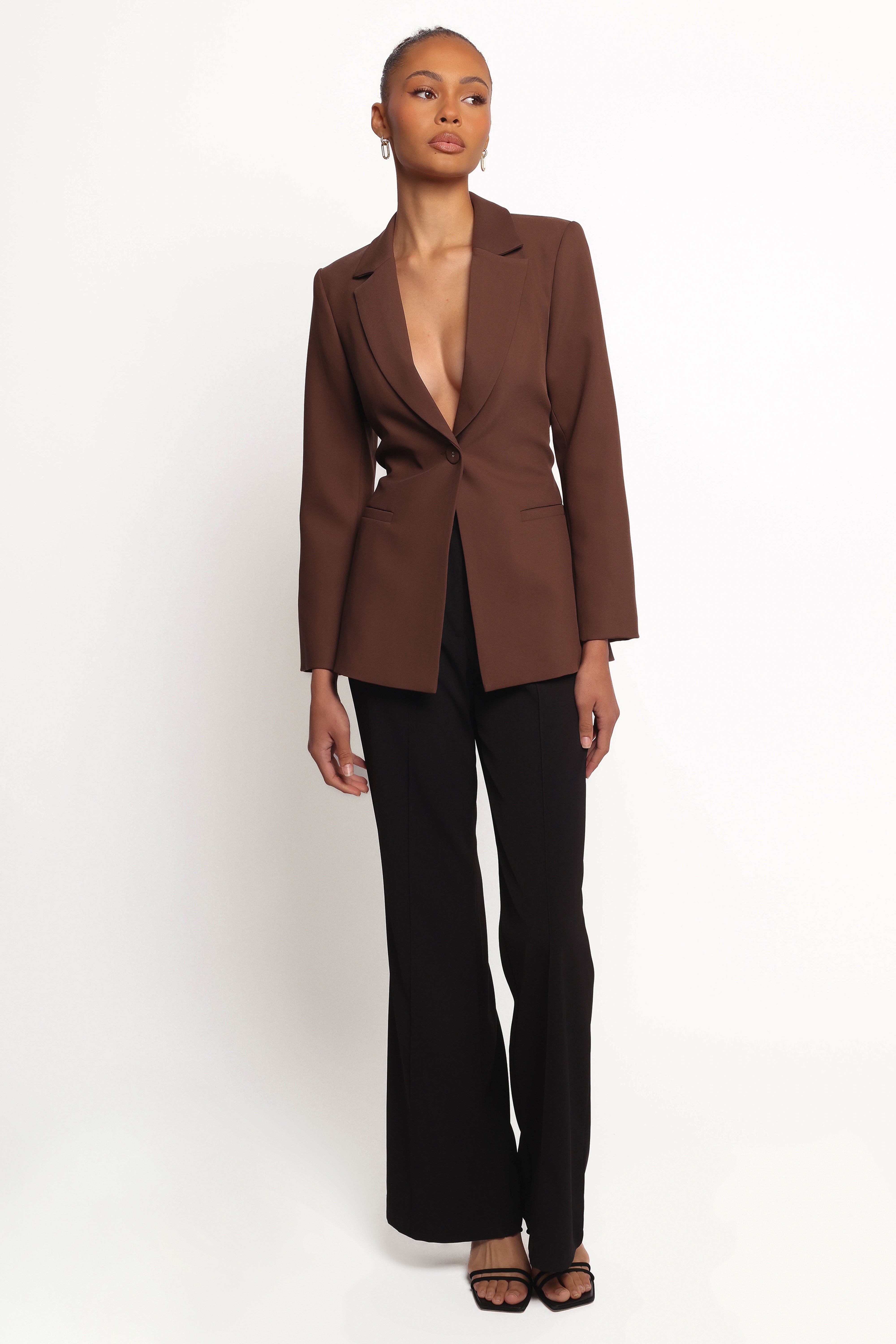 Eliana Waist Tie Blazer - Espresso