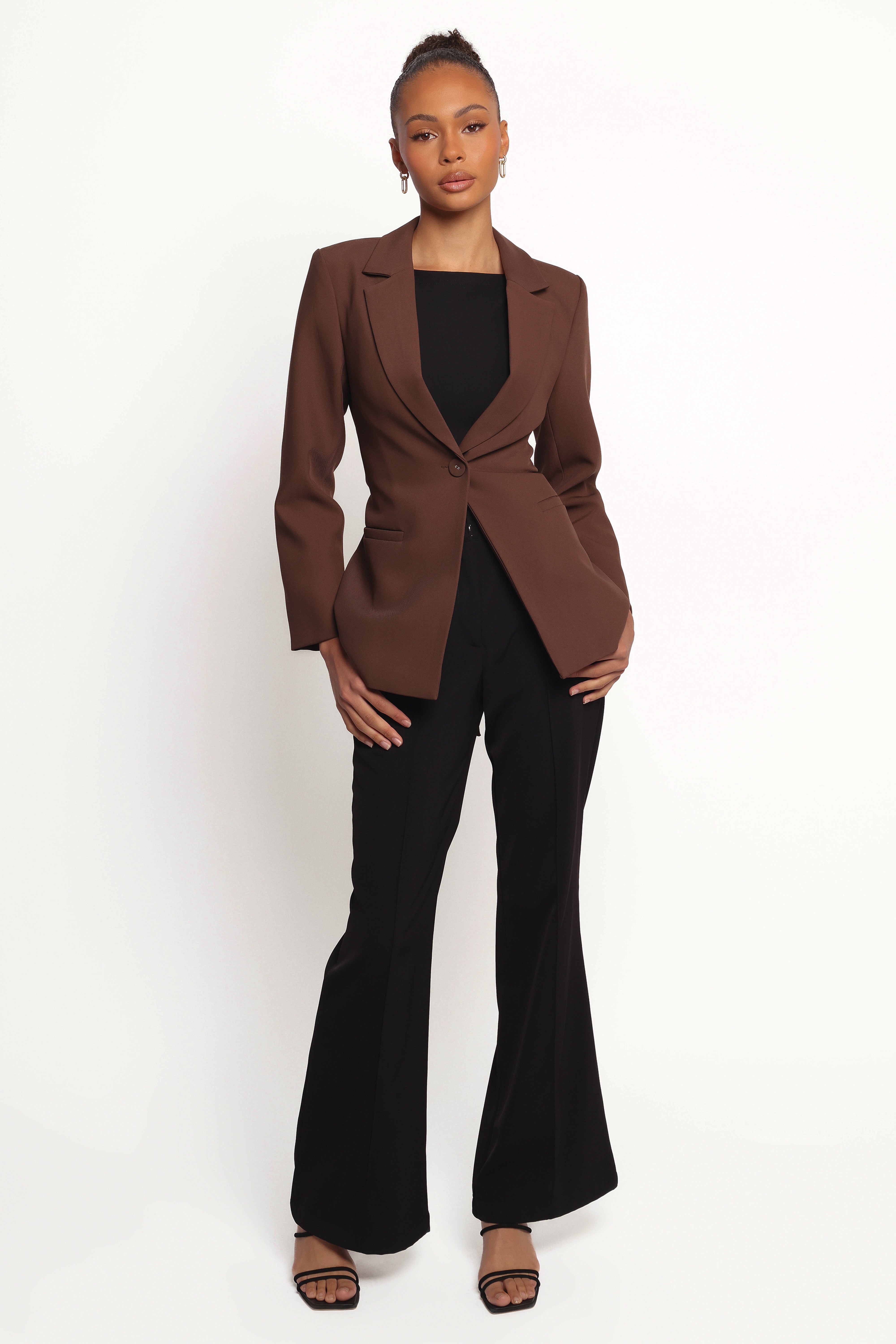 Eliana Waist Tie Blazer - Espresso