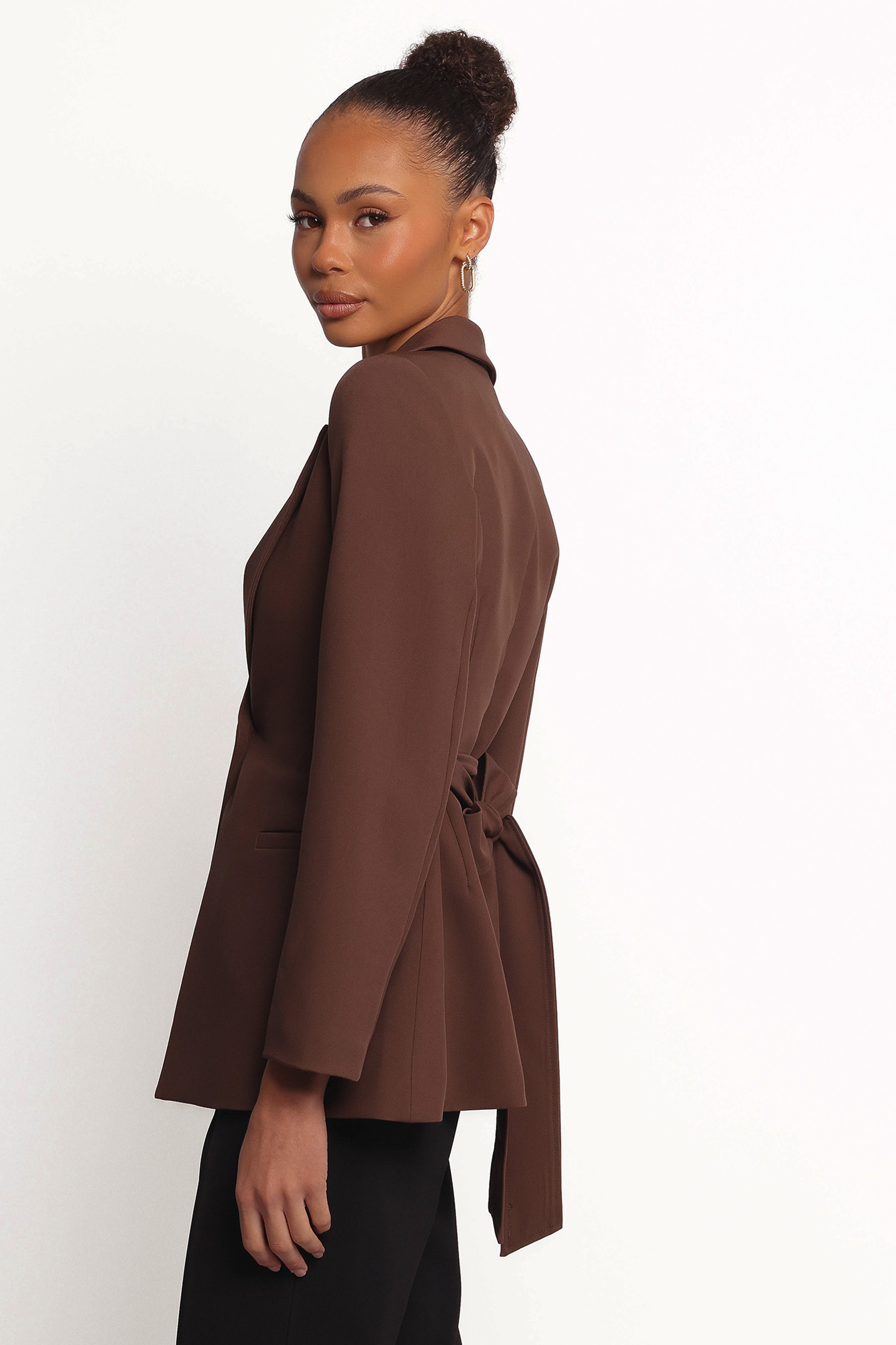 Eliana Waist Tie Blazer - Espresso