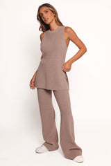 Ellory Knitted Pant Set - Taupe Marle