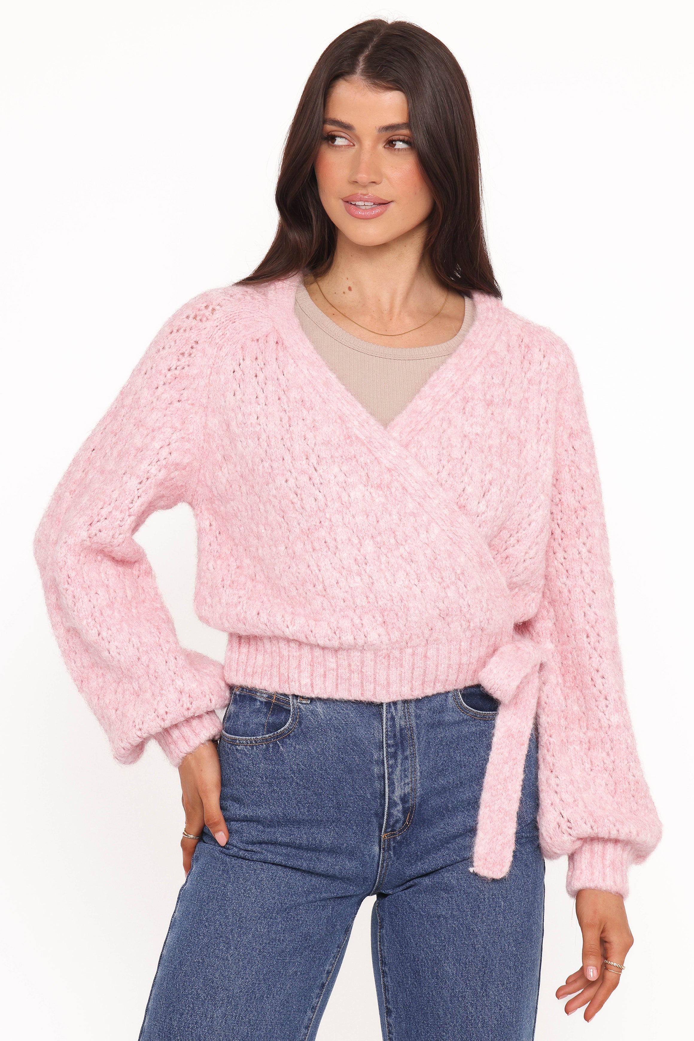 Etta Ballet Wrap Knit Sweater - Pink