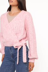 Etta Ballet Wrap Knit Sweater - Pink