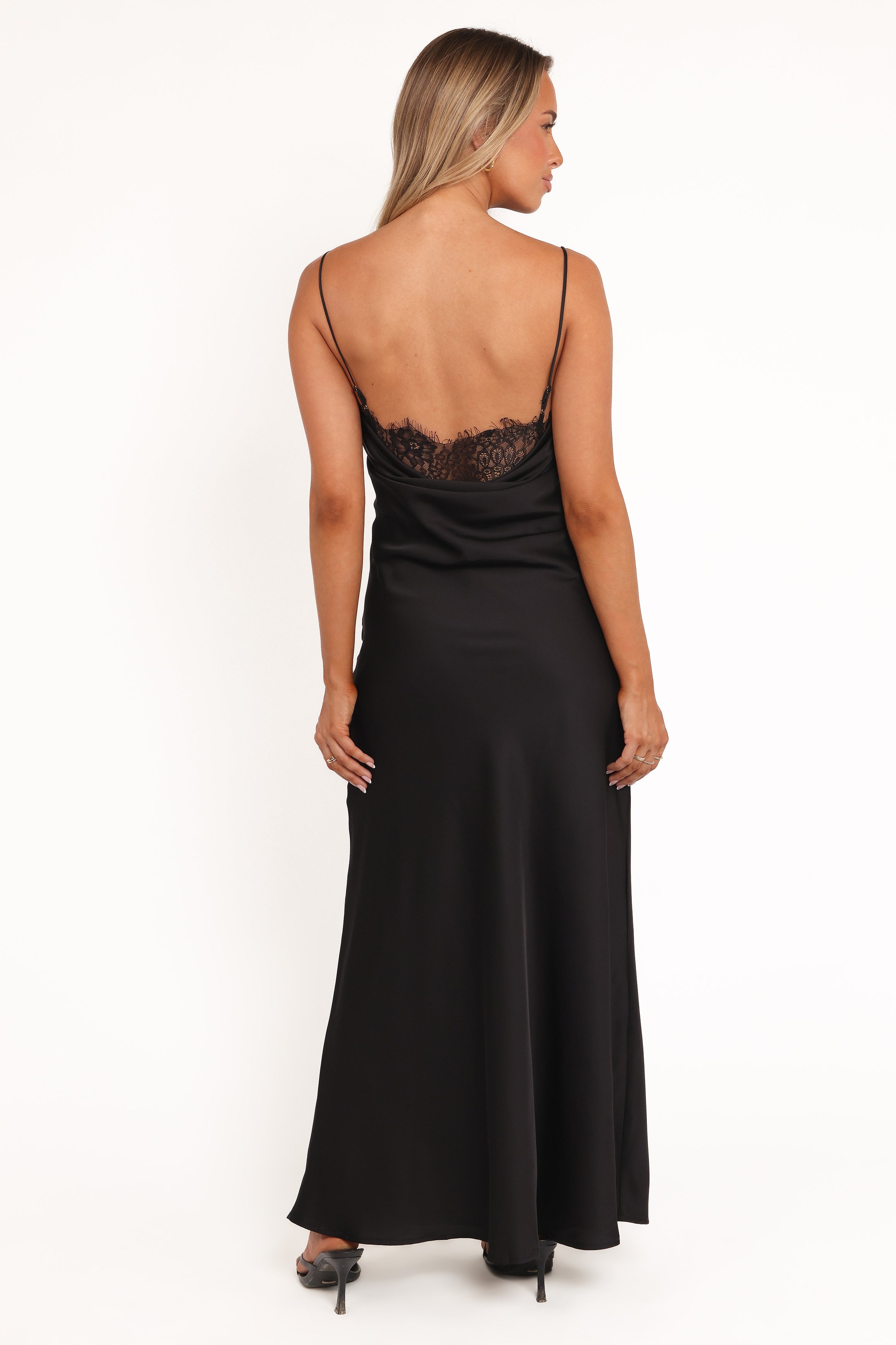 Evana Lace Maxi Dress - Black