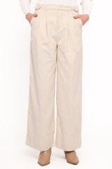 Faelan Wide Leg Cord Pants - Beige