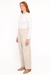 Faelan Wide Leg Cord Pants - Beige