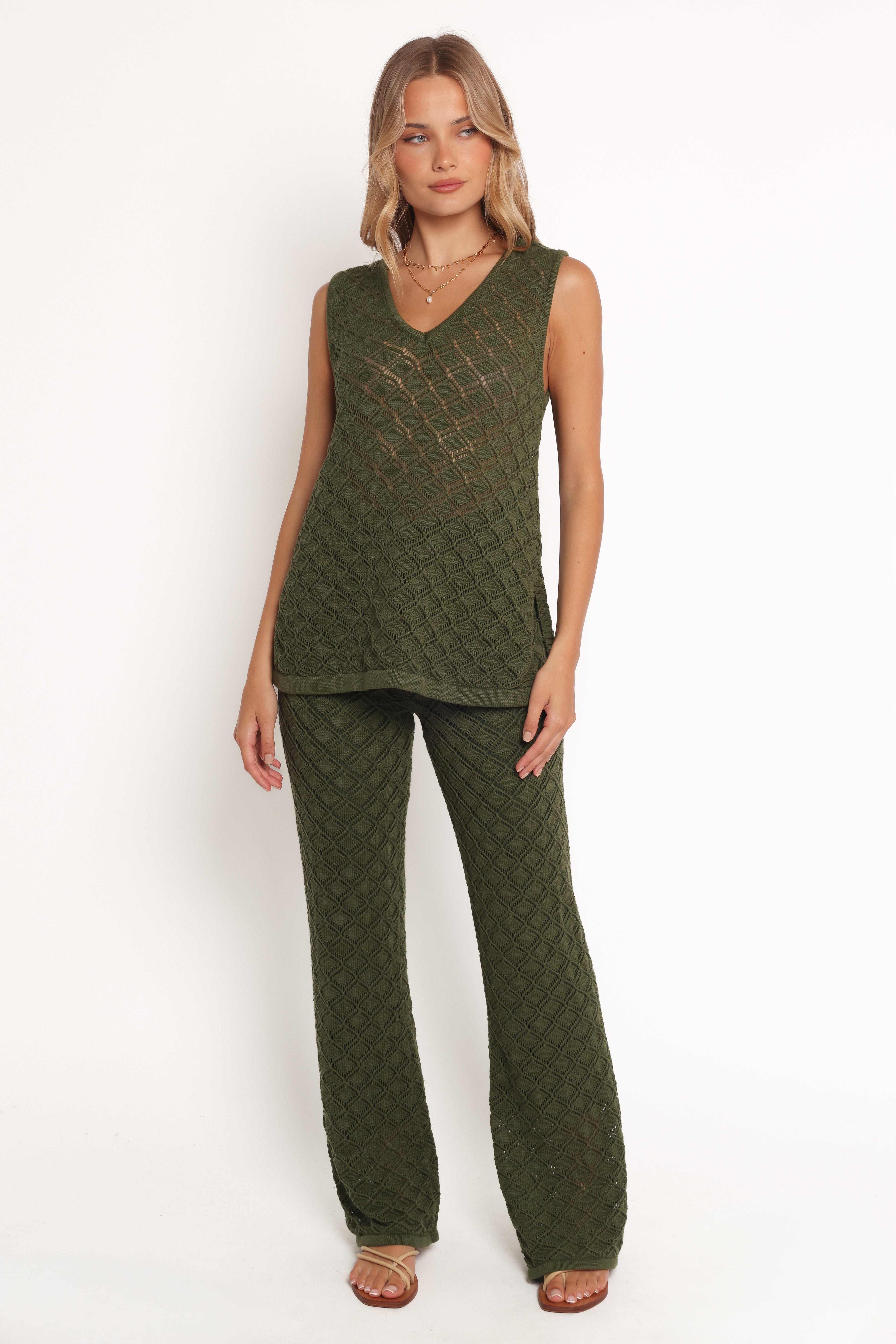 Sable Textured Knit Top - Olive