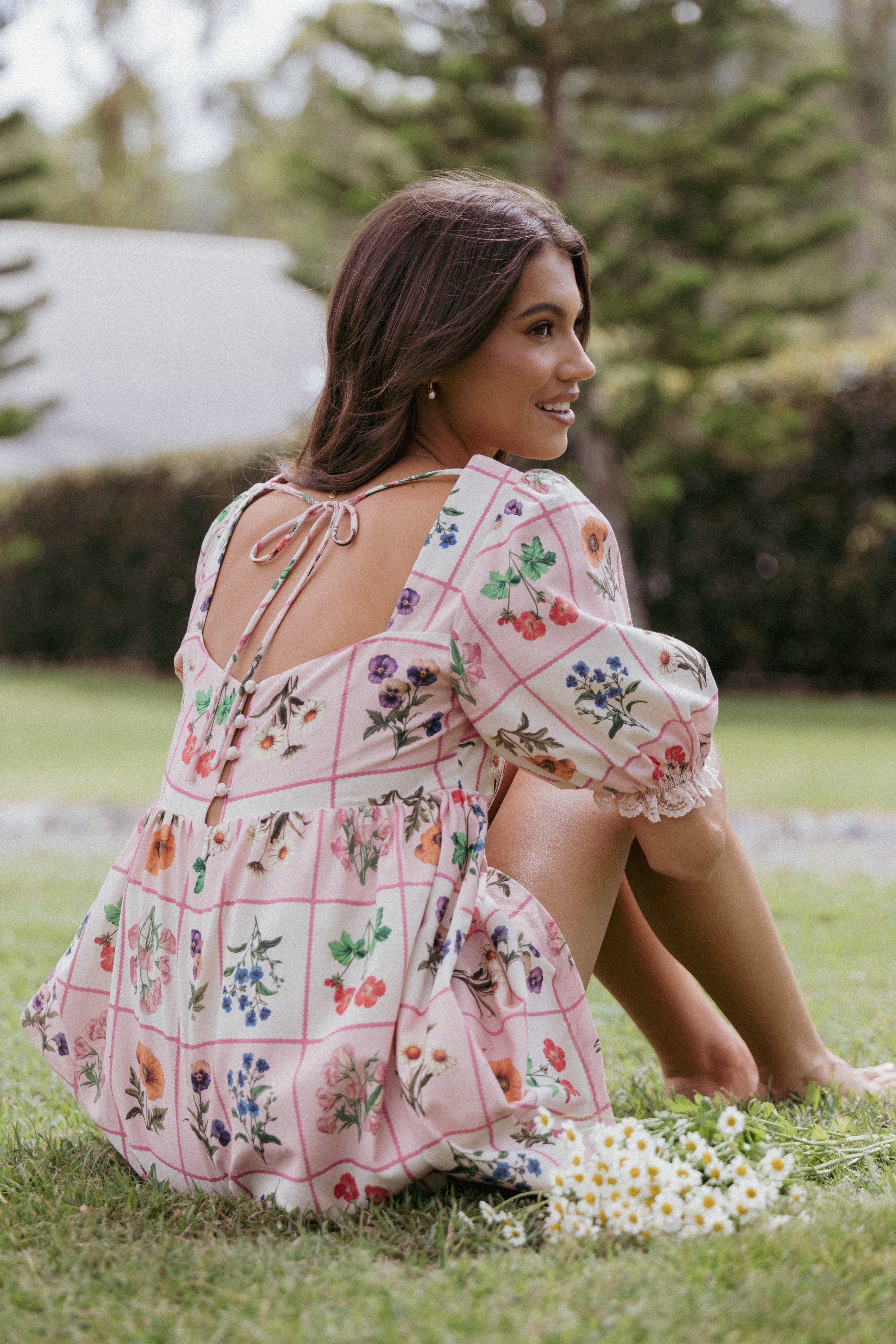 Floretta Puff Sleeve Romper - Flora Tile