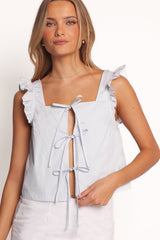 Fresca Tie Front Top - Light Blue