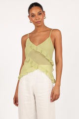 Gabrielle Ruffle Top - Meadow Green
