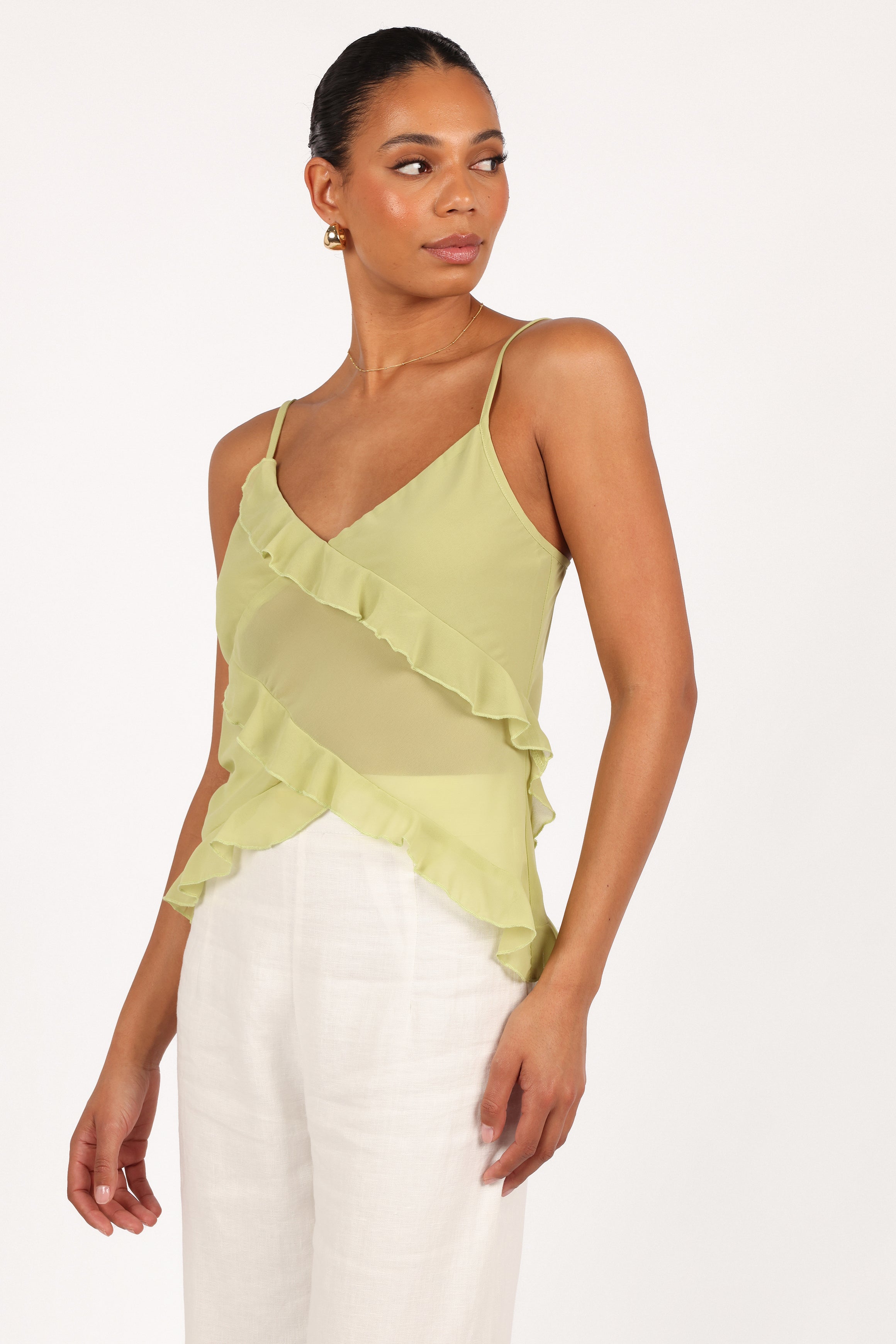 Gabrielle Ruffle Top - Meadow Green