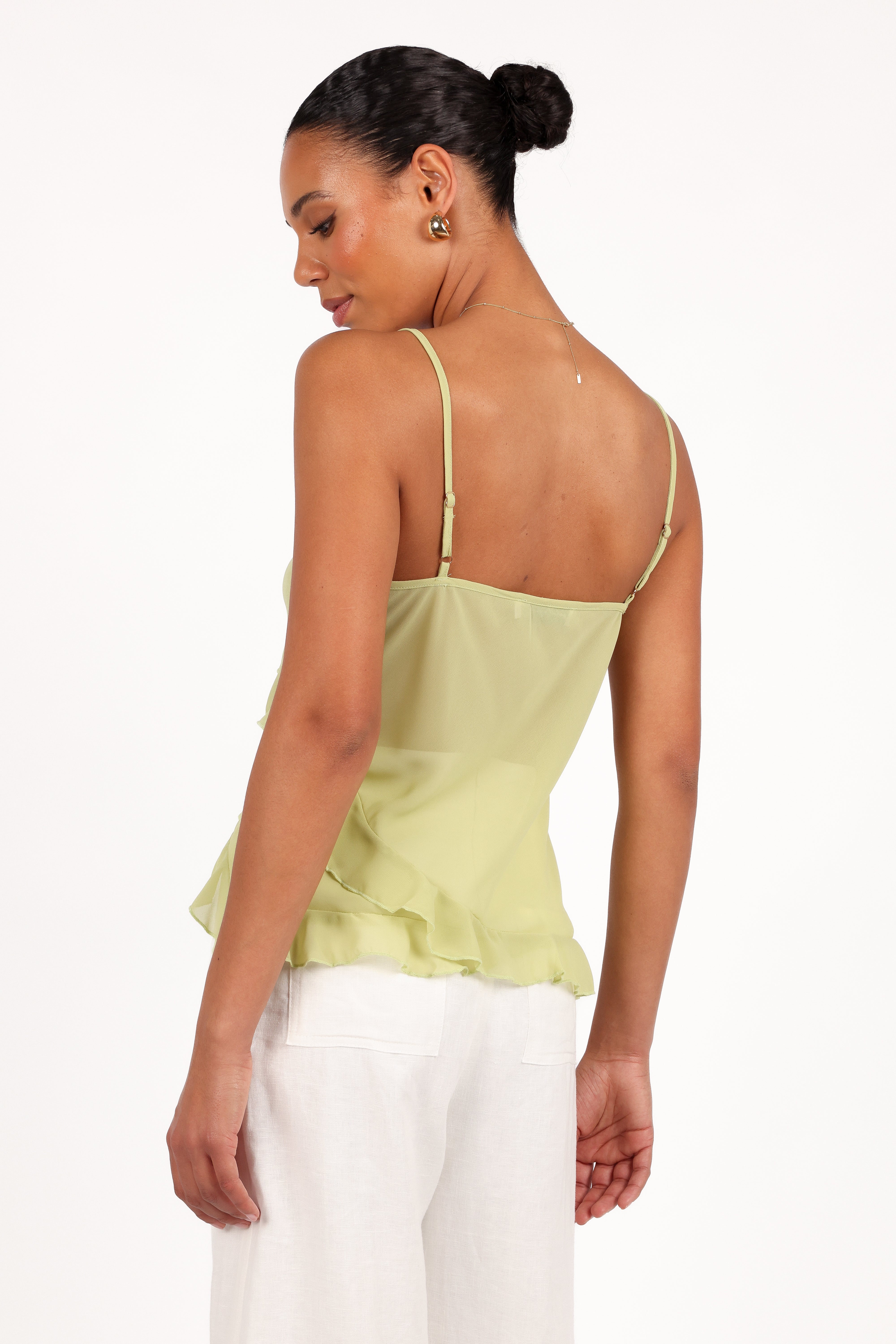 Gabrielle Ruffle Top - Meadow Green
