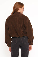 Goldie Suede Bomber Jacket - Brown