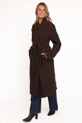 Goodie Shearling Coat - Chocolate
