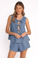 Graciana Denim Short Set - Blue